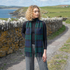 100% Brushed Merino Wool Scarf - Blackwatch Tartan Plaid, 12
