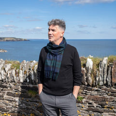 100% Brushed Merino Wool Scarf - Blackwatch Tartan Plaid, 12