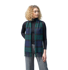 100% Brushed Merino Wool Scarf - Blackwatch Tartan Plaid, 12