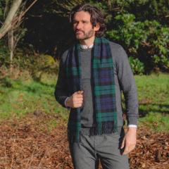 100% Irish Wool Scarf - Blackwatch Tartan Plaid, 12