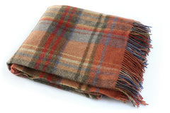 100% Wool Throw Plaid Blanket, 72