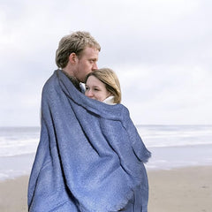 Irish Mohair Throw Blanket – Solid Blue, 70% Mohair Wool Blend (54