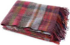100% Wool Throw Plaid Blanket, 72