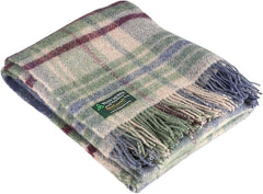100% Wool Throw Plaid Blanket, 72