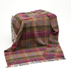 100% Wool Throw Plaid Blanket, 72