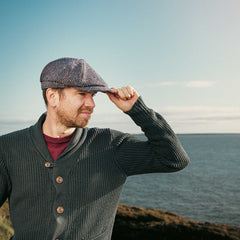 Irish Newsboy Cap Extended Peak Vintage Style Made of Irish Tweed