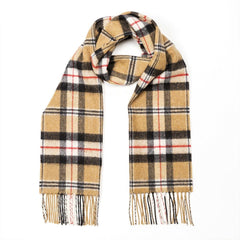 100% Irish Wool Scarf - Camel of Merrick Tartan Plaid, 12