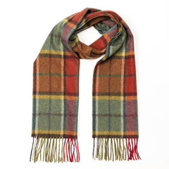 100% Irish Wool Scarf - Autumnal Earth Tone Tartan Plaid, 12