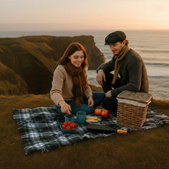 100% Irish Wool Plaid Throw Blanket, Made in Ireland, 54