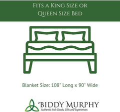 Irish Merino Lambswool Plaid Blanket – Green Check (Queen/King Size 108