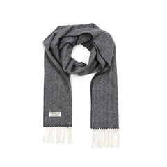 100% Irish Wool Herringbone Scarf for Women & Men - Made in Ireland (Solid Charcoal, 9