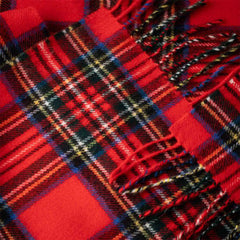 100% Brushed Merino Wool Scarf - Royal Stewart Red Tartan Plaid, 12