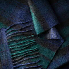 100% Brushed Merino Wool Scarf - Blackwatch Tartan Plaid, 12