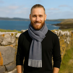 100% Irish Wool Herringbone Scarf for Women & Men - Made in Ireland (Solid Charcoal, 9