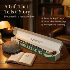 Shillelagh Walking Stick with Box, Handcrafted in Ireland Blackthorn Wood Cane, Black Lacquered Finish