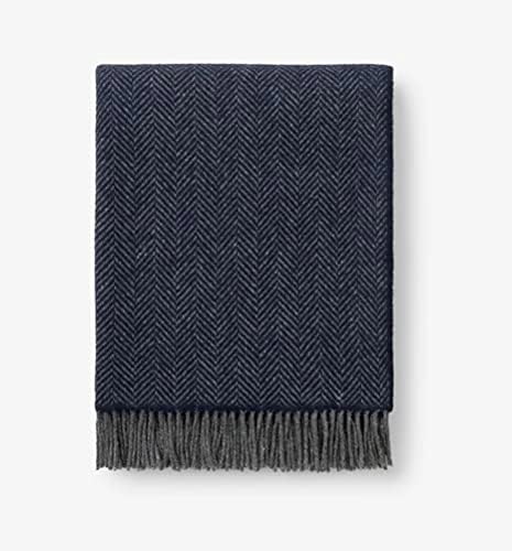Irish 100% New Wool Throw Blanket - 55" x 65" Travel or Toss Finely Woven Classic Herringbone Pattern Heirloom Quality