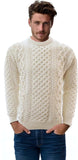 Irish Fisherman Sweater - Pullover Aran Knit Natural 100% Wool Made in Ireland