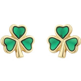 Irish Gold Plated Enamel Lucky Shamrock Stud Earrings for Women