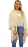 Irish Warm & Soft Lambswool Pashmina Shawl & Wrap for Women (Cream, 54