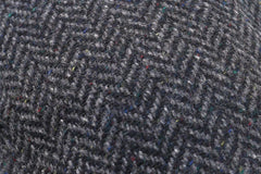 Irish Donegal Tweed Newsboy Flat Cap - Charcoal Herringbone, 100% Wool Hat With Curved Peak