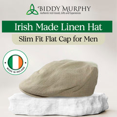 Irish Linen Newsboy Flat Cap - Cream, Lightweight & Breathable Slim Fit Hat