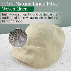Irish Linen Newsboy Flat Cap - Cream, Lightweight & Breathable Slim Fit Hat