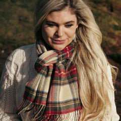 100% Irish Wool Scarf - Dress Stewart Tartan Plaid, 12