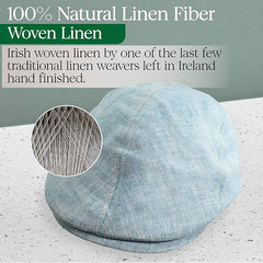 Irish Linen Newsboy Flat Cap - Blue, Lightweight & Breathable Slim Fit Hat
