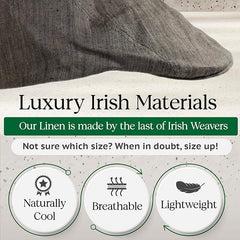Irish Linen Newsboy Flat Cap - Charcoal, Lightweight & Breathable Slim Fit Hat