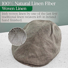 Irish Linen Newsboy Flat Cap - Charcoal, Lightweight & Breathable Slim Fit Hat