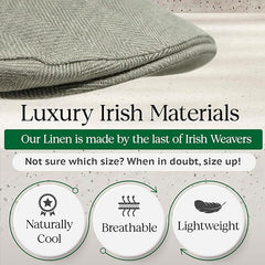 Irish Linen Newsboy Flat Cap - Light Grey, Lightweight & Breathable Slim Fit Hat