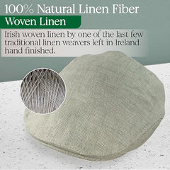 Irish Linen Newsboy Flat Cap - Light Grey, Lightweight & Breathable Slim Fit Hat