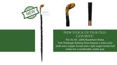 Authentic Blackthorn Shillelagh Walking Stick - Random shaped handles and shaft - Made by Mother Nature in Ireland. SEE IMAGES before buying