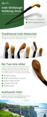 Authentic Blackthorn Shillelagh Walking Stick - Random shaped handles and shaft - Made by Mother Nature in Ireland. SEE IMAGES before buying