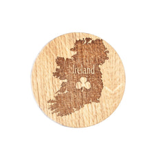 Irish Coasters for Drinks Set of Four Coasters Set Made of Irish Oak Shamrock Harp Celtic Cross Ireland Coasters Made in Ireland