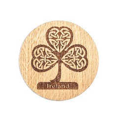 Irish Coasters for Drinks Set of Four Coasters Set Made of Irish Oak Shamrock Harp Celtic Cross Ireland Coasters Made in Ireland
