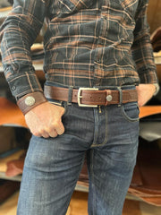 Men's Italian Leather Embossed Belt, Irish Celtic Design, Imported 1.5 Inch - Black