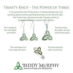 Claddagh Earrings Sterling Silver Trinity Knot Dancing Stone Made by Our Maker-Partner in Co. Dublin