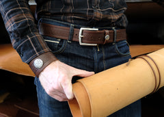 Men's Italian Leather Embossed Belt, Irish Celtic Design, Imported 1.5 Inch - Black