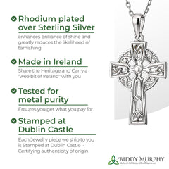 Exquisite Two-Sided Celtic Cross Necklace - Crafted in Ireland