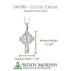 Sterling Silver Celtic Cross Pendant with Trinity Knot and Green Gem