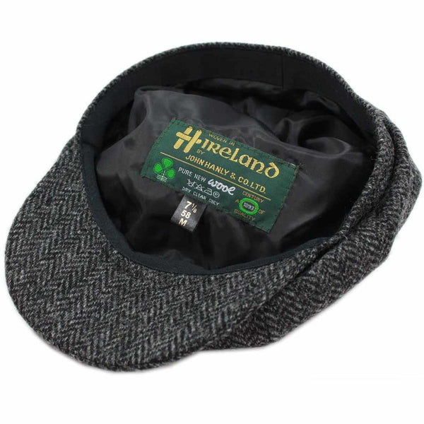 Irish Tweed Cap Charcoal Herringbone Made in Ireland Biddy