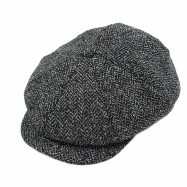 Irish Tweed Cap Charcoal Herringbone Made in Ireland Biddy