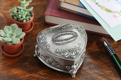 Irish Heart-Shaped Jewelry Box: Blessings in Pewter
