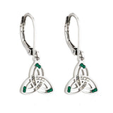 Irish Trinity Knot Earrings: Green Crystal Shimmer
