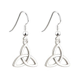 Trinity Knot Earrings Rhodium Plated Drop Made by Our Maker-Partner in Co. Dublin