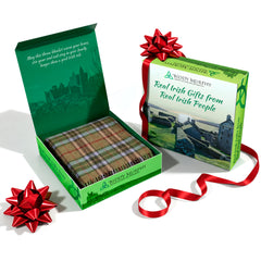 100% Irish Wool Tartan Throw Blanket - Pale Green & Beige, 54