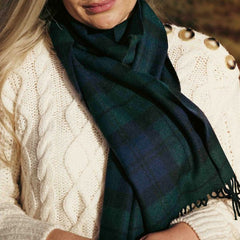 100% Brushed Merino Wool Scarf - Blackwatch Tartan Plaid, 12