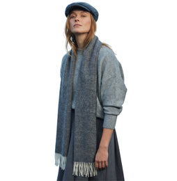 100% Irish Wool Scarf - Charcoal Herringbone, 9" x 78", Made in Ireland