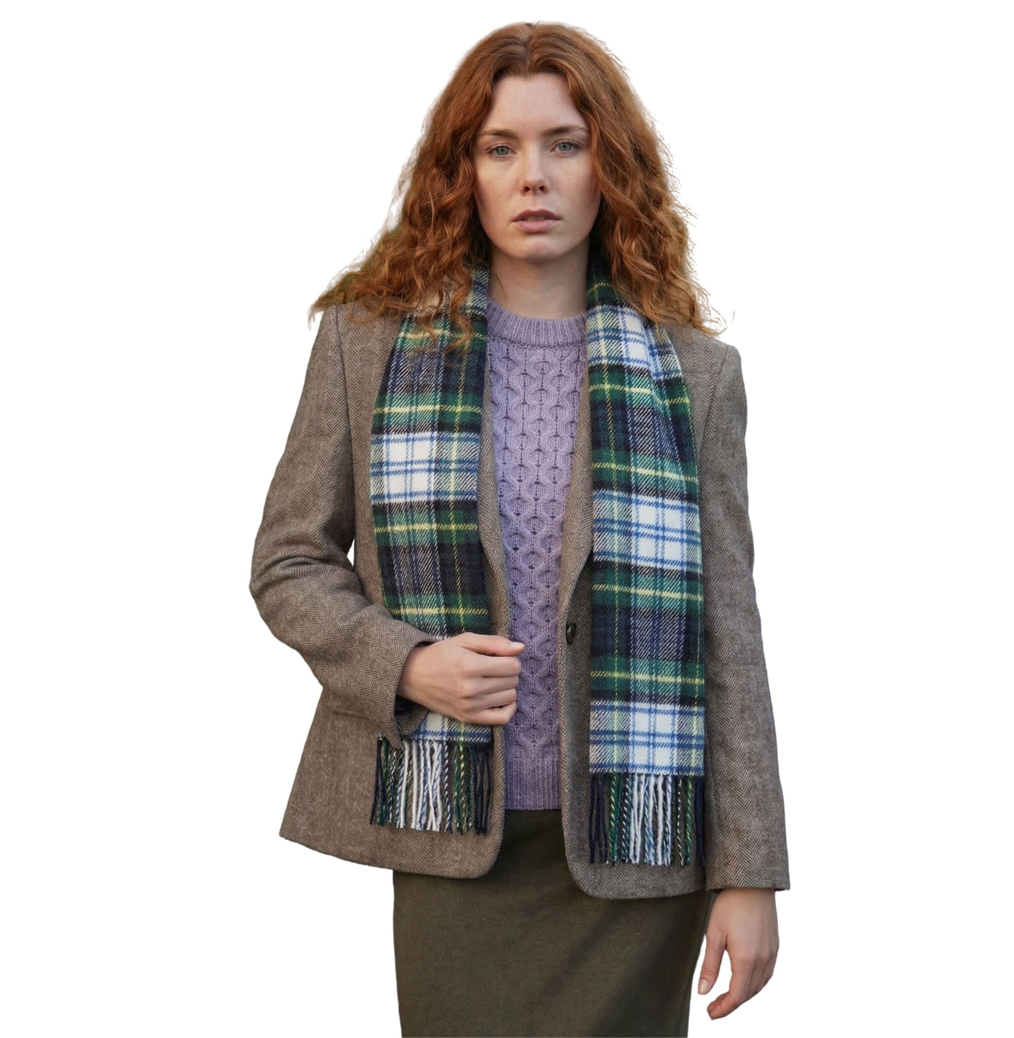 100% Irish Wool Scarf - Dress Gordon Tartan Plaid, 12" x 60", Made in Ireland